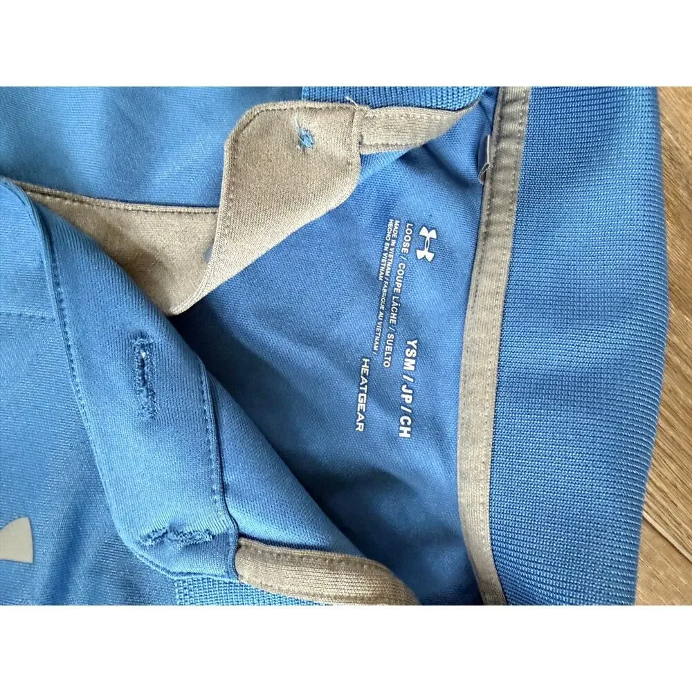 Under Armour Youth Small Blue Heat Gear Golf Polo